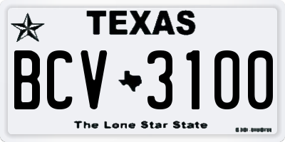 TX license plate BCV3100