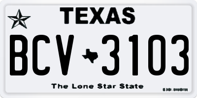 TX license plate BCV3103
