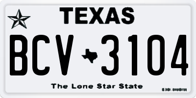 TX license plate BCV3104
