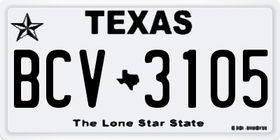 TX license plate BCV3105