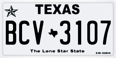 TX license plate BCV3107
