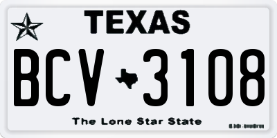 TX license plate BCV3108
