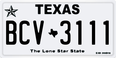 TX license plate BCV3111