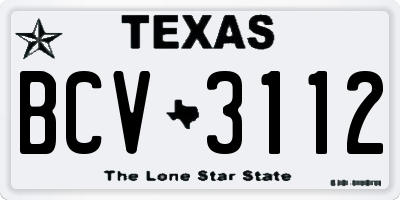 TX license plate BCV3112