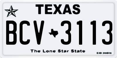 TX license plate BCV3113