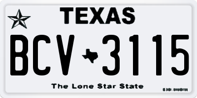 TX license plate BCV3115