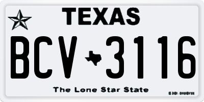 TX license plate BCV3116