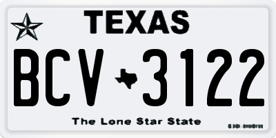 TX license plate BCV3122