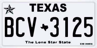 TX license plate BCV3125