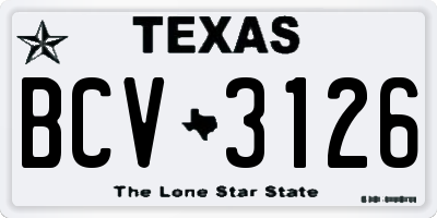 TX license plate BCV3126