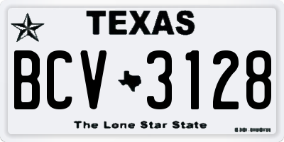 TX license plate BCV3128