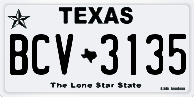 TX license plate BCV3135