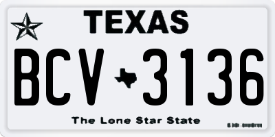 TX license plate BCV3136
