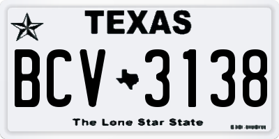 TX license plate BCV3138