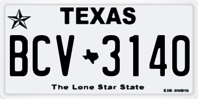 TX license plate BCV3140
