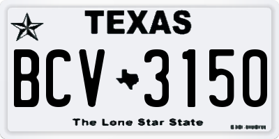 TX license plate BCV3150