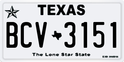 TX license plate BCV3151