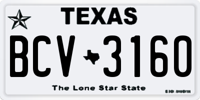TX license plate BCV3160