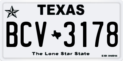 TX license plate BCV3178
