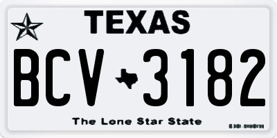 TX license plate BCV3182