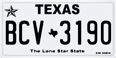 TX license plate BCV3190