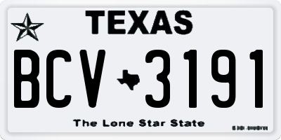 TX license plate BCV3191