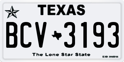 TX license plate BCV3193
