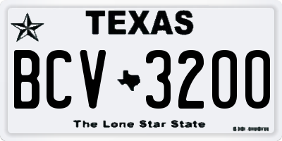 TX license plate BCV3200
