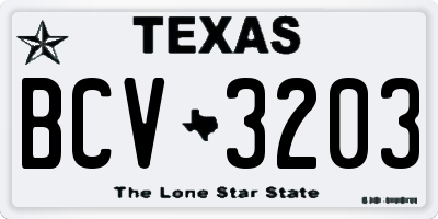TX license plate BCV3203