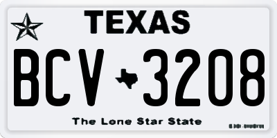 TX license plate BCV3208