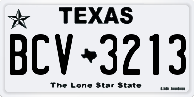 TX license plate BCV3213
