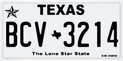 TX license plate BCV3214