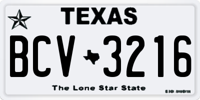 TX license plate BCV3216