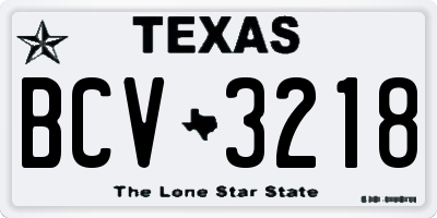 TX license plate BCV3218