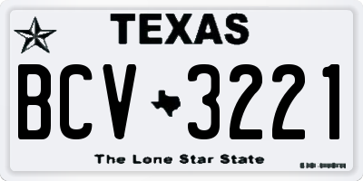 TX license plate BCV3221