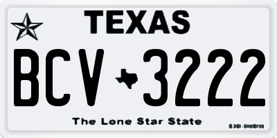 TX license plate BCV3222