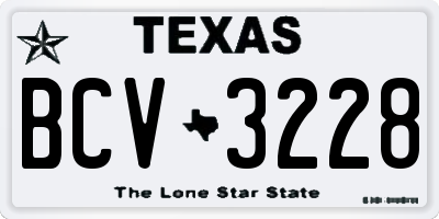 TX license plate BCV3228