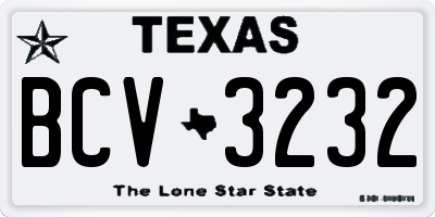 TX license plate BCV3232
