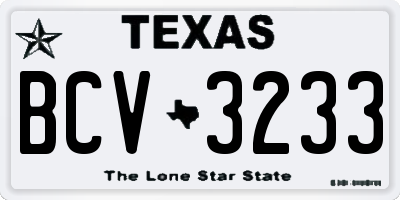 TX license plate BCV3233