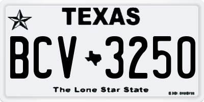 TX license plate BCV3250
