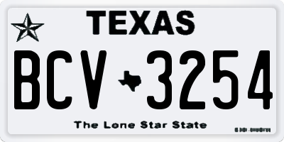 TX license plate BCV3254
