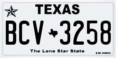 TX license plate BCV3258