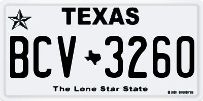 TX license plate BCV3260