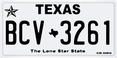 TX license plate BCV3261
