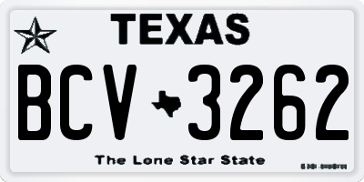 TX license plate BCV3262