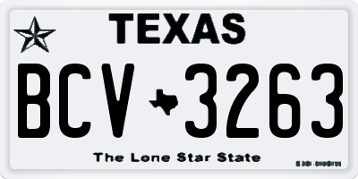 TX license plate BCV3263