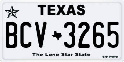 TX license plate BCV3265