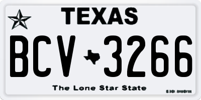 TX license plate BCV3266