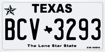 TX license plate BCV3293