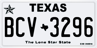TX license plate BCV3296